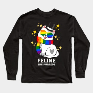 Feline The Purride LGBT Pride Cat, of LGBT Gay Pride Cat Long Sleeve T-Shirt